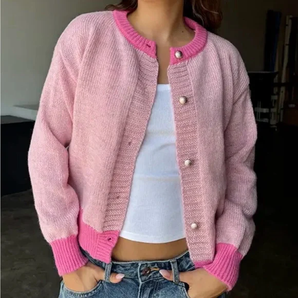 Freckle Los Angeles Pink Women's Button down Sweater Cardigan size Small - Picture 1 of 4